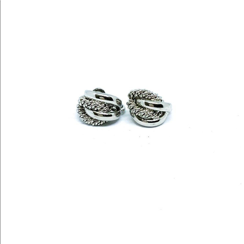Vintage Silver Rope Clip On Earrings